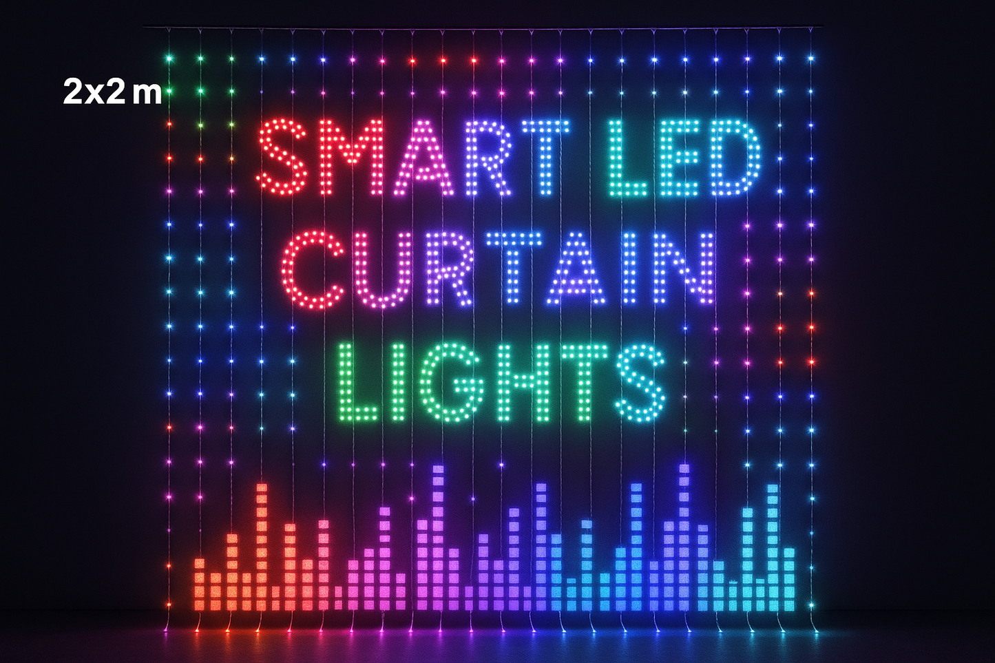 00LEDs 2X2Meters Smart Curtain Lights DIY Text LED String RGB Waterproof Fairy Lights Music Sync Display for Window Party Decor