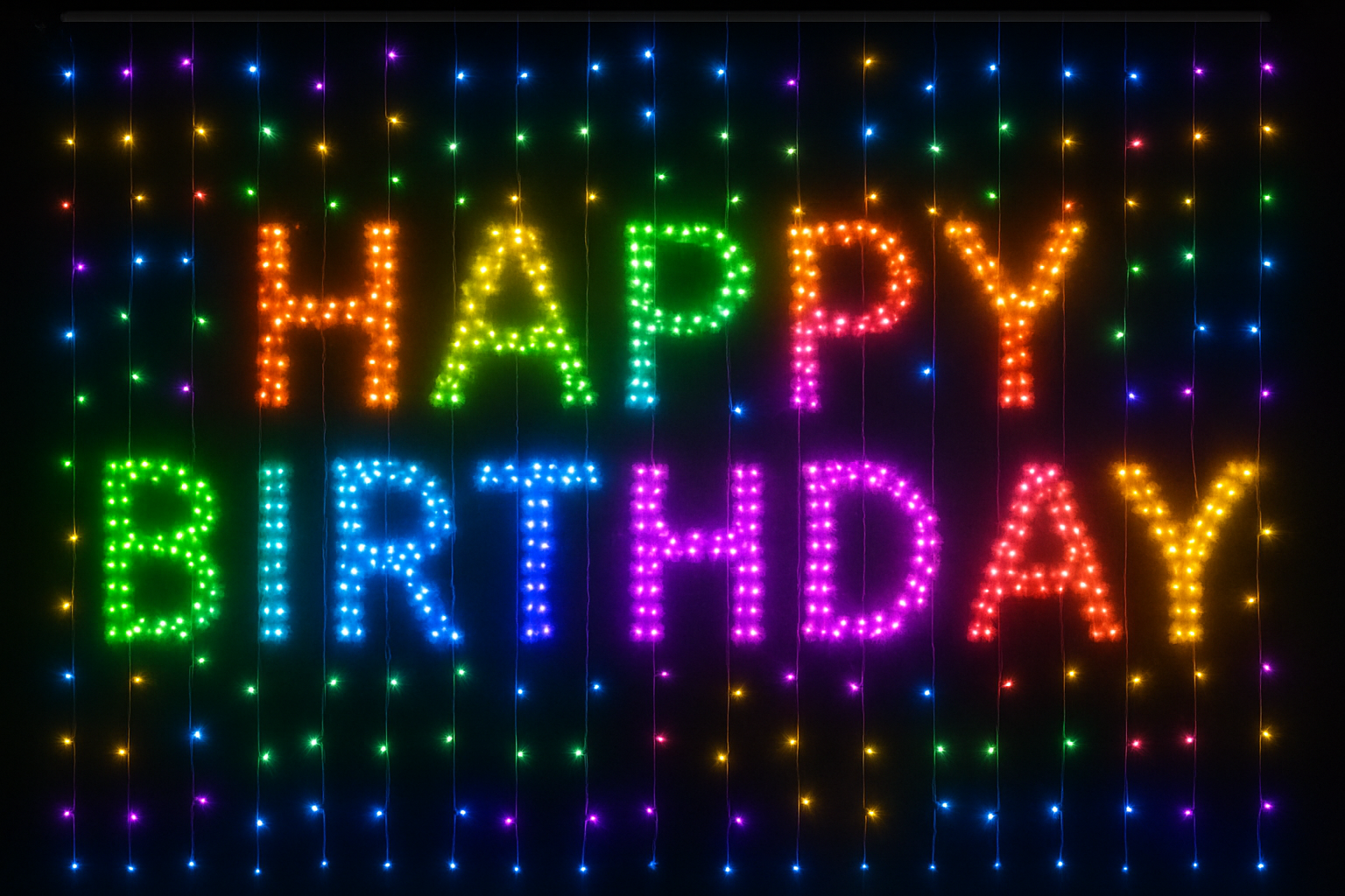 400LEDs Smart Curtain Lights DIY Text LED String RGB Waterproof Fairy Lights Music Sync Display for Window Bedroom Party Decor ,,happy birthday''